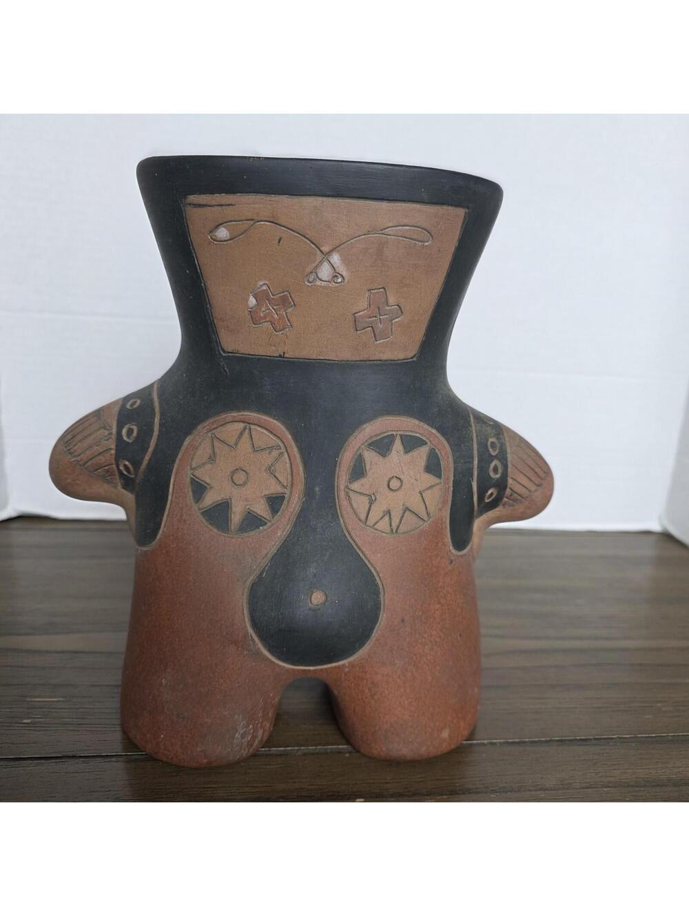 Mexican folk art pottery figure Terracotta Vintage Pot